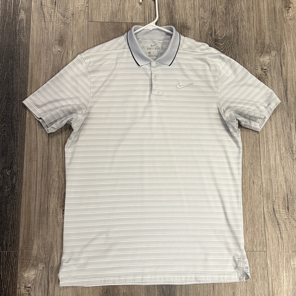 Nike Light Gray Striped Polo Shirt